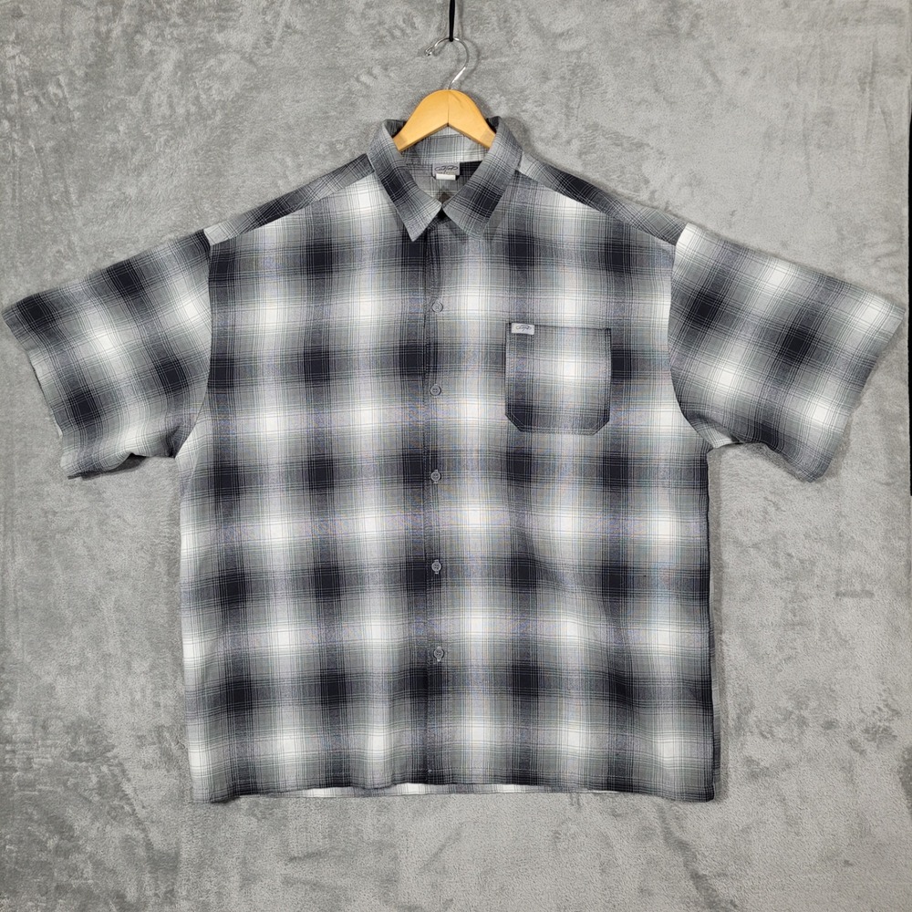 Vintage Caltop Shirt Mens 4XL Gray White Button Up Short Sleeve OG Chicano Vato